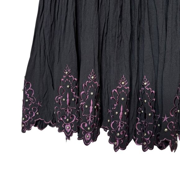 Yoakum Double D Ranch Black Purple Embroidered Jacket Skirt Set Scalloped Hem M - Picture 5 of 6